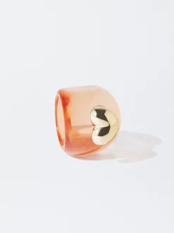 PARFOIS Anillo Resina Con Coraz&oacute;n Naranja Sale