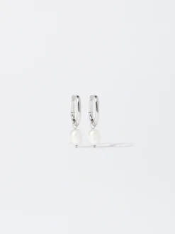 PARFOIS Aros De Acero Con Perla Plateado Fashion