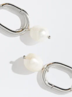 PARFOIS Aros De Acero Con Perla Plateado Fashion