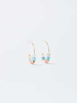 PARFOIS Aros De Acero Con Piedra Semipreciosa Multicor Store