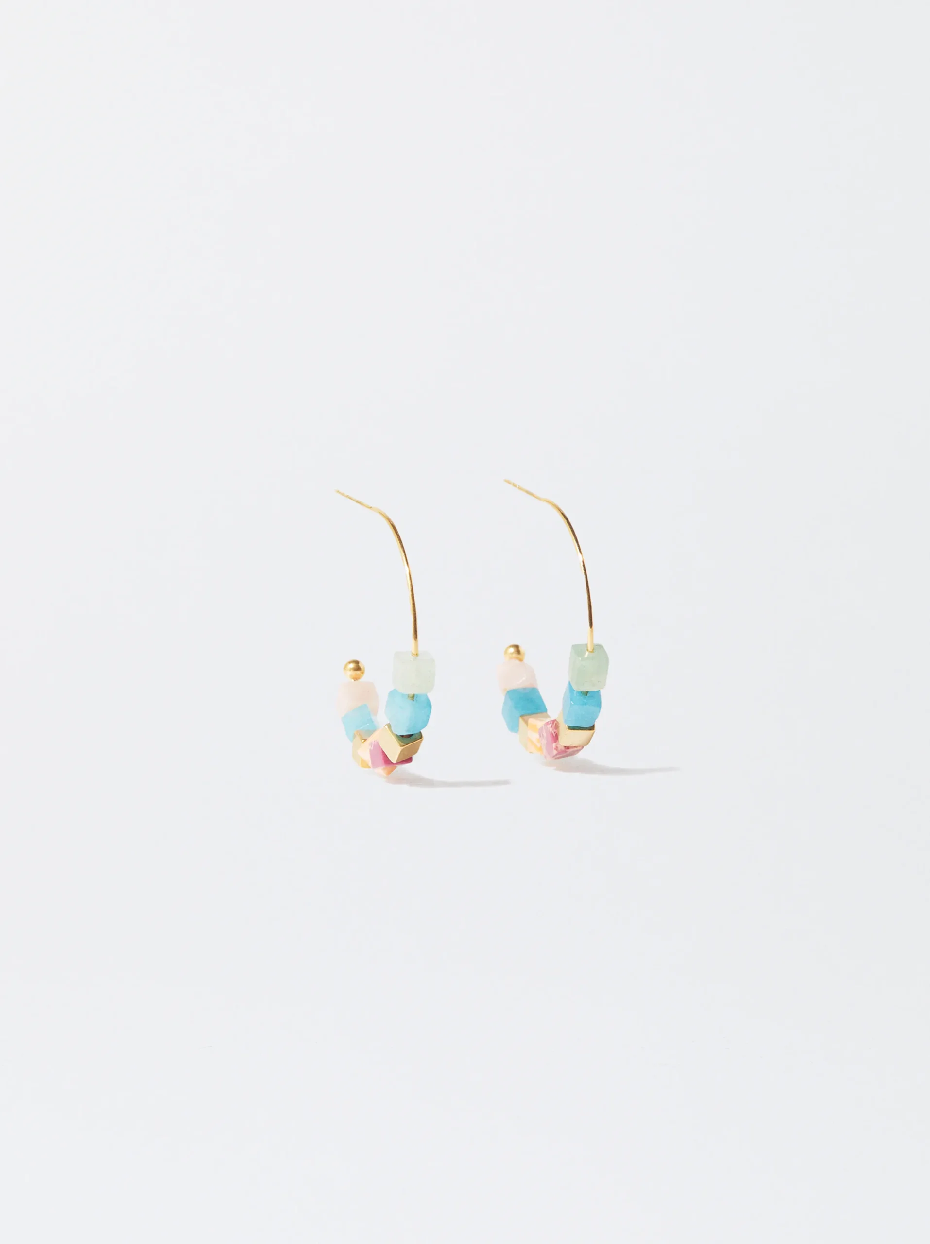 PARFOIS Aros De Acero Con Piedra Semipreciosa Multicor Store