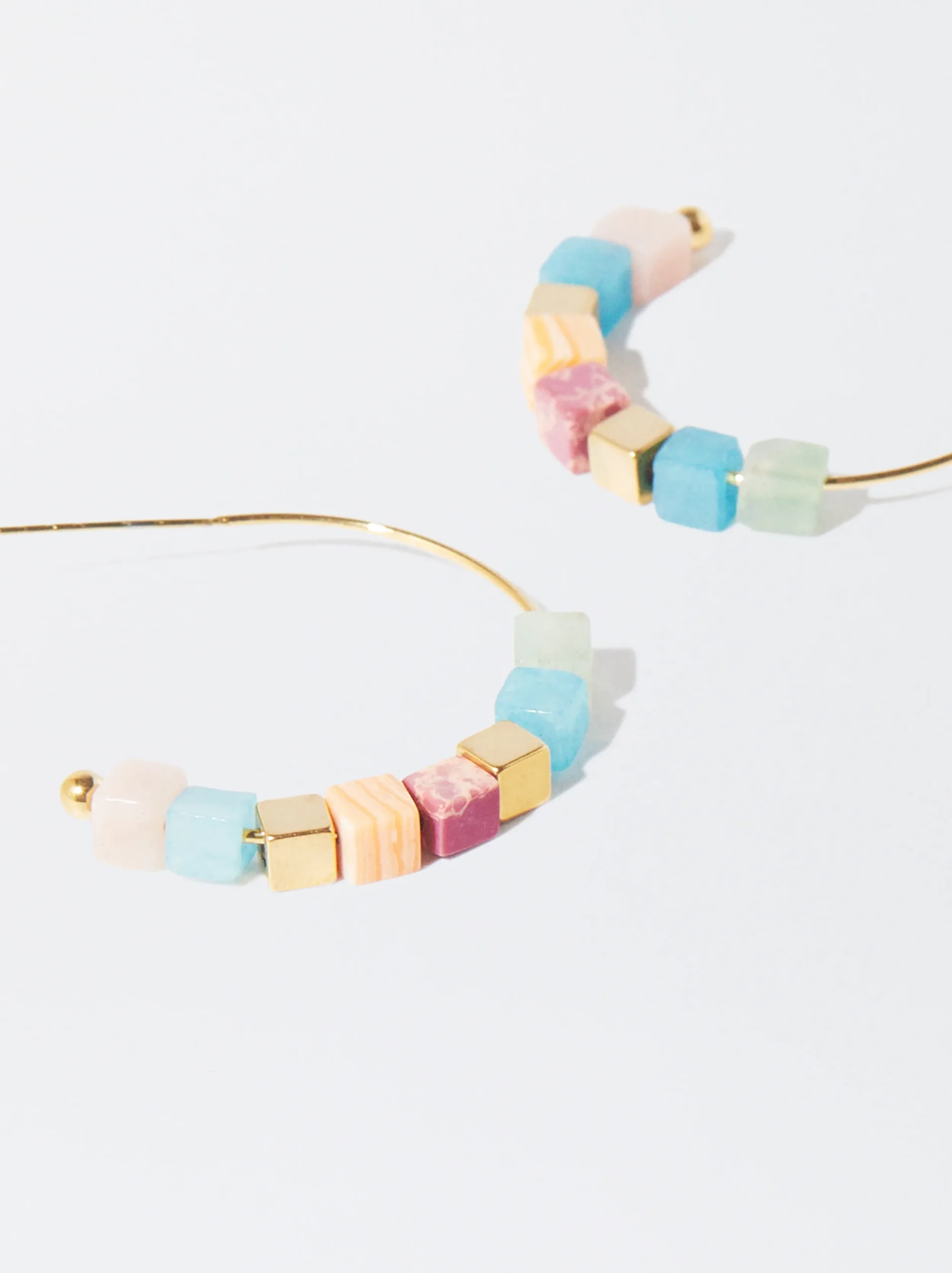 PARFOIS Aros De Acero Con Piedra Semipreciosa Multicor Store