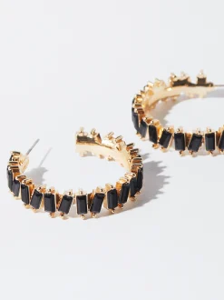 PARFOIS Aros Dorados Con Cristales Negro Sale