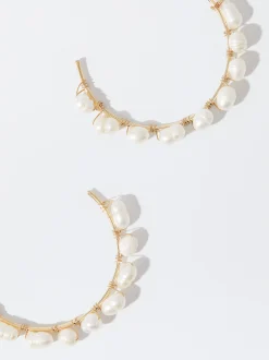 PARFOIS Aros Dorados Con Perla De Agua Dulce Blanco Cheap
