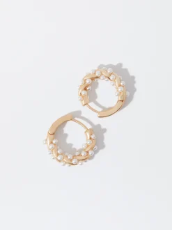 PARFOIS Aros Dorados Con Perlas Blanco Store