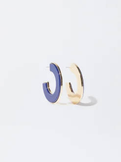 PARFOIS Aros Dorados Esmaltados Azul Shop