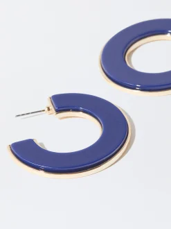 PARFOIS Aros Dorados Esmaltados Azul Shop