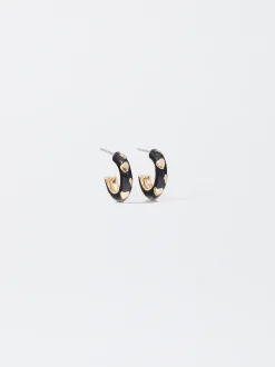 PARFOIS Aros Esmaltados Con Coraz&oacute;n Negro Clearance