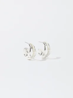 PARFOIS Aros s Con Perlas Plateado Clearance