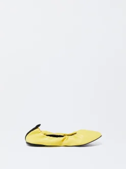 PARFOIS Bailarinas Nylon Estampado Animal Amarillo New