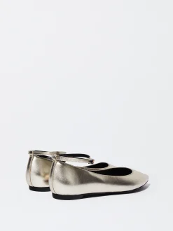 PARFOIS Bailarinas Piel Metalizadas Dorado Cheap