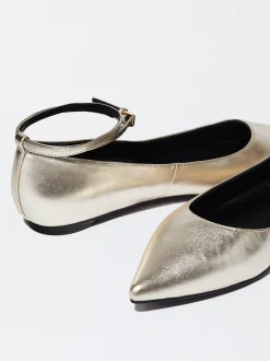 PARFOIS Bailarinas Piel Metalizadas Dorado Cheap