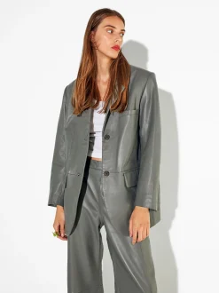 PARFOIS Blazer De Piel Gris Flash Sale