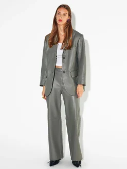 PARFOIS Blazer De Piel Gris Flash Sale