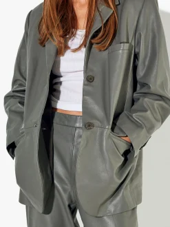 PARFOIS Blazer De Piel Gris Flash Sale
