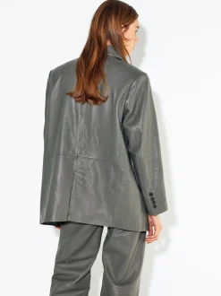 PARFOIS Blazer De Piel Gris Flash Sale