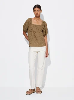 PARFOIS Blusa Con Bordados Marr&oacute;n Discount