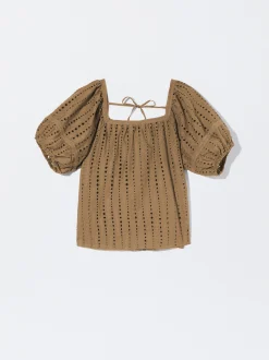 PARFOIS Blusa Con Bordados Marr&oacute;n Discount