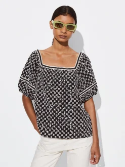 PARFOIS Blusa Con Bordados Negro Fashion
