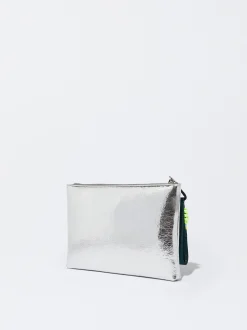 PARFOIS Bolso Metalizado Estampado Plateado Cheap