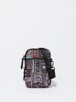 PARFOIS Bolso Para M&oacute;vil De Nylon Estampado Negro Clearance