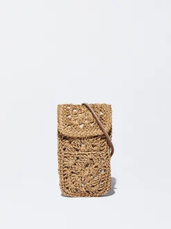 PARFOIS Bolso Para M&oacute;vil Efecto Paja Beige New