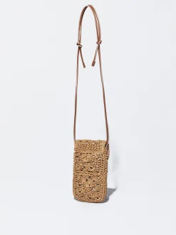 PARFOIS Bolso Para M&oacute;vil Efecto Paja Beige New