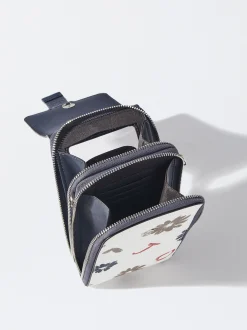 PARFOIS Bolso Para M&oacute;vil Estampado Floral Azul Marino Cheap