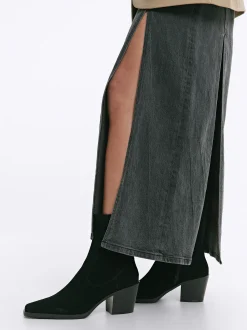 PARFOIS Bot&iacute;n Cowboy De Piel Con Tac&oacute;n Negro Discount