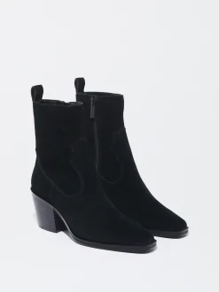 PARFOIS Bot&iacute;n Cowboy De Piel Con Tac&oacute;n Negro Discount