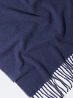 PARFOIS Bufanda Lisa Con Flecos Azul Marino Cheap