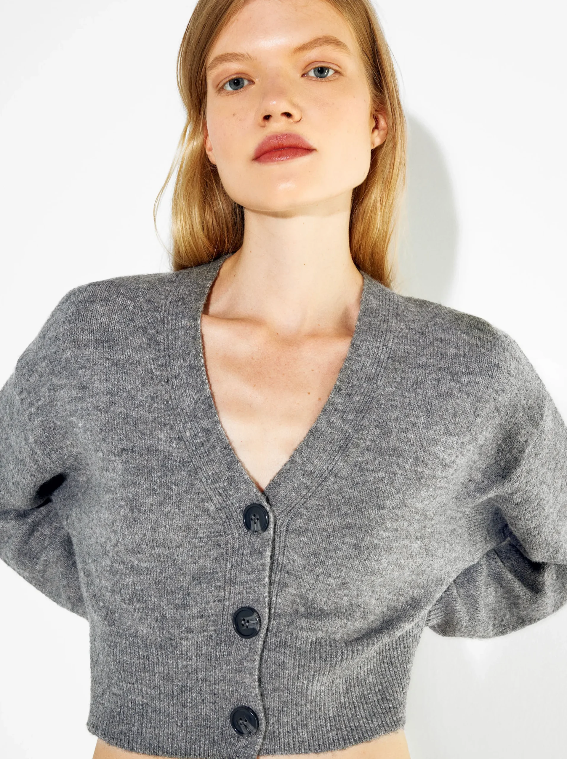 PARFOIS Cárdigan De Punto Con Botones Gris Best Sale
