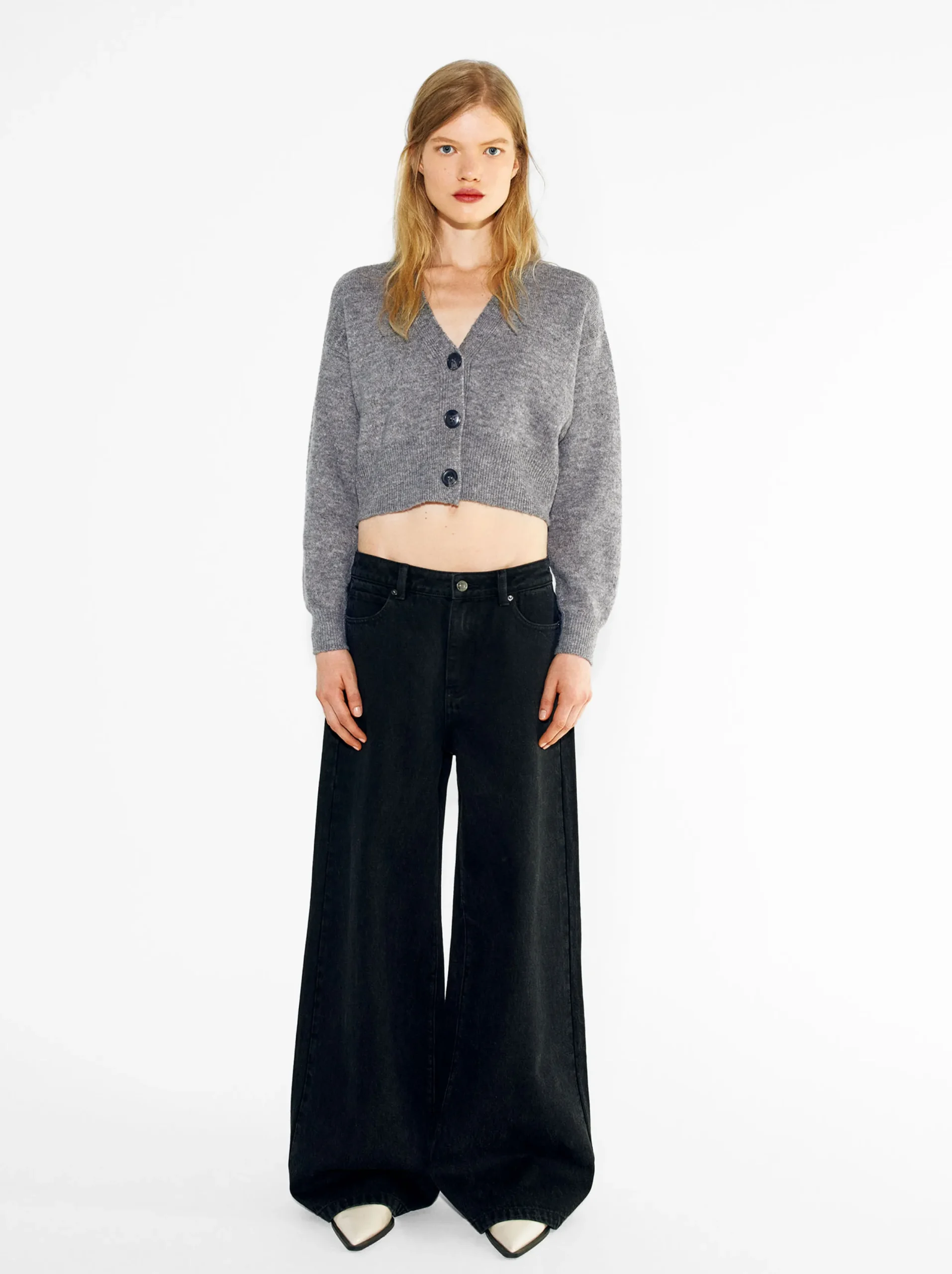 PARFOIS Cárdigan De Punto Con Botones Gris Best Sale