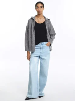 PARFOIS C&aacute;rdigan De Punto Com Strass Gris Best Sale