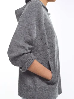 PARFOIS C&aacute;rdigan De Punto Com Strass Gris Best Sale