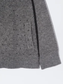 PARFOIS C&aacute;rdigan De Punto Com Strass Gris Best Sale