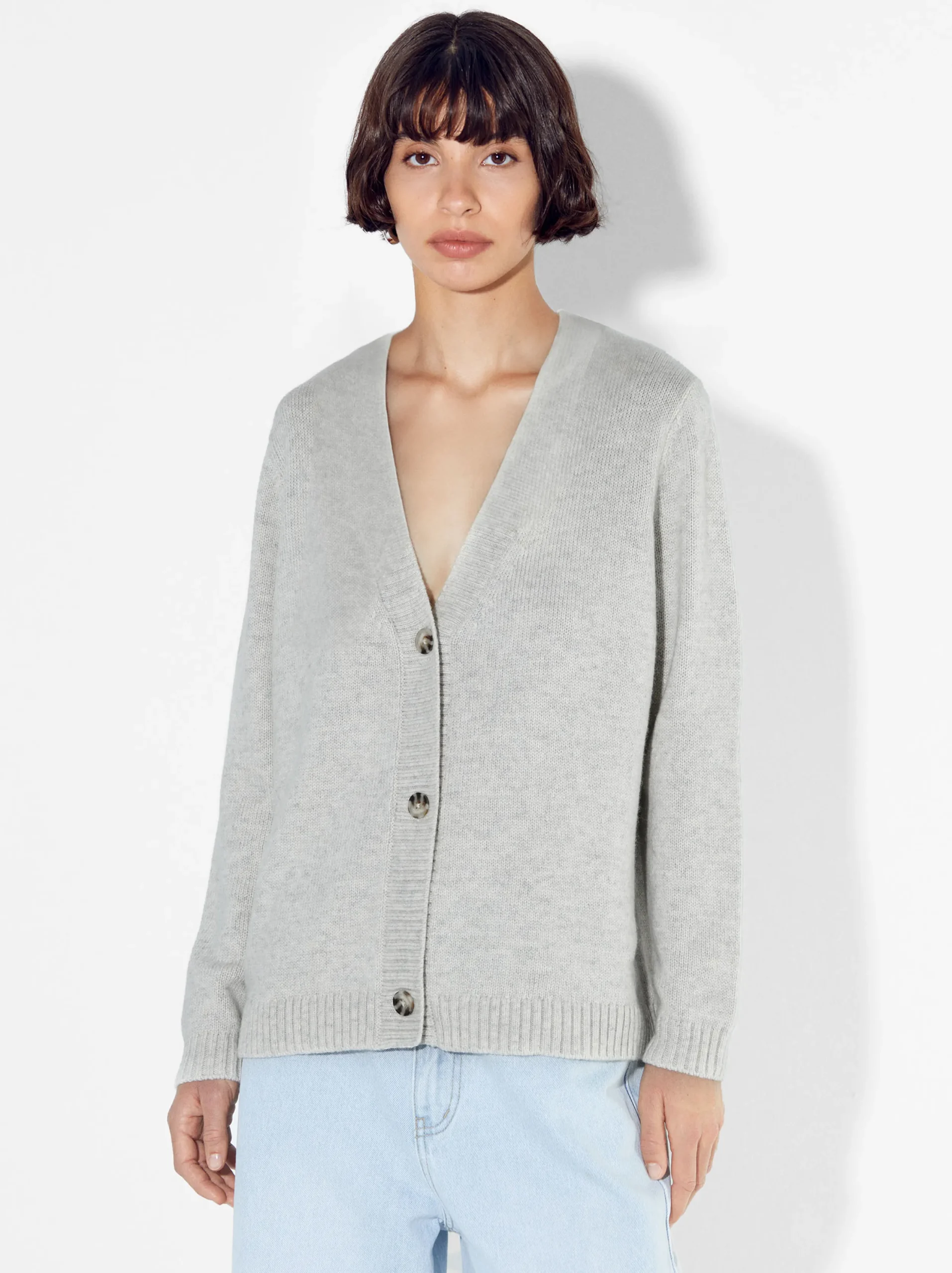 PARFOIS Cárdigan De Punto Con Botones Gris Store