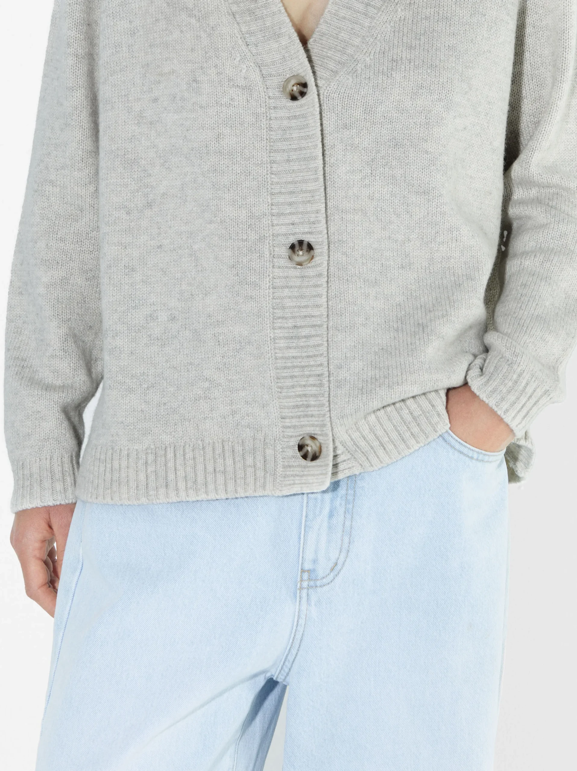 PARFOIS Cárdigan De Punto Con Botones Gris Store