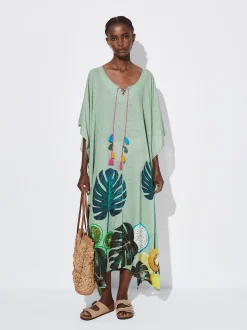 PARFOIS Caft&aacute;n Estampado Con Pompones Multicor Cheap