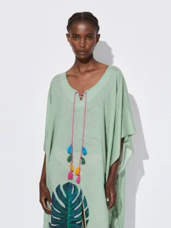 PARFOIS Caft&aacute;n Estampado Con Pompones Multicor Cheap