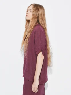 PARFOIS Camisa 100% Lino Burdeos New
