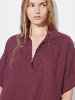PARFOIS Camisa 100% Lino Burdeos New