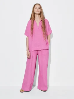 PARFOIS Camisa 100% Lino Rosa Outlet