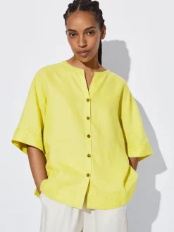PARFOIS Camisa 100% Lino Amarillo Best