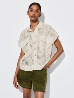 PARFOIS Camisa Algod&oacute;n Con Bordado Crudo Cheap