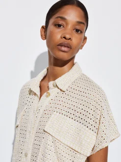 PARFOIS Camisa Algodón Con Bordado Crudo Cheap