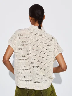 PARFOIS Camisa Algodón Con Bordado Crudo Cheap