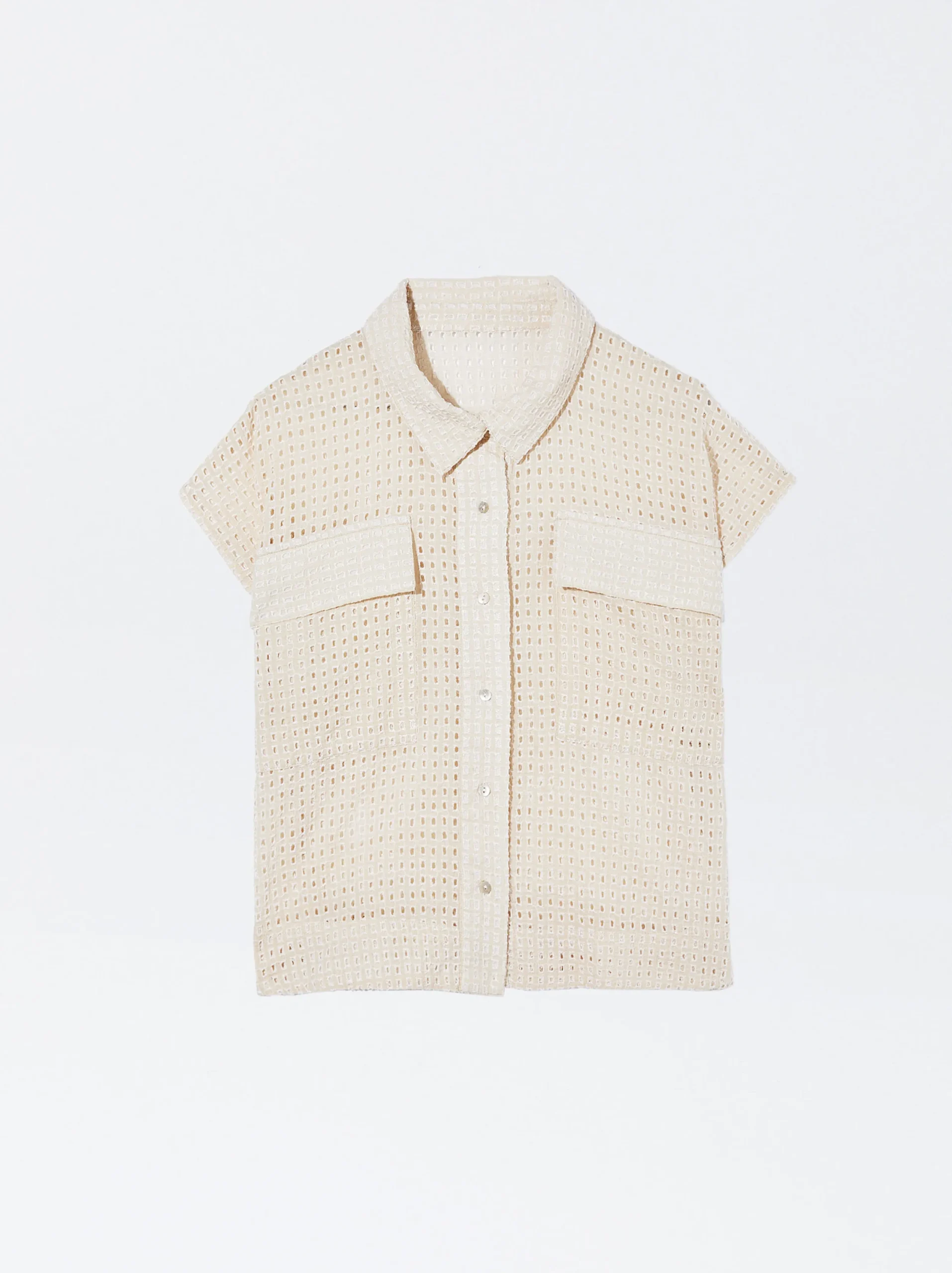 PARFOIS Camisa Algodón Con Bordado Crudo Cheap