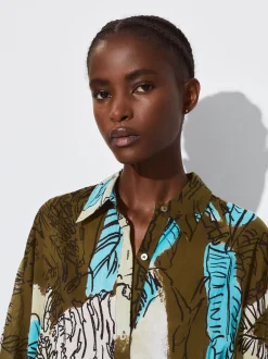 PARFOIS Camisa Algod&oacute;n Estampada Caqui Discount
