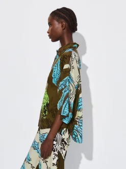 PARFOIS Camisa Algod&oacute;n Estampada Caqui Discount